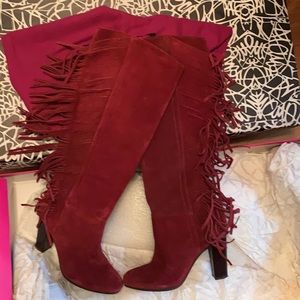Suede Diane von Furstenberg Penn Fringe Boots, Size 6, only worn once
